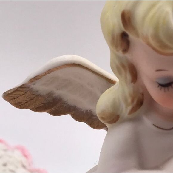 Vintage Porcelain Bisque Angel Night Light Lamp Pink 7 in - Picture 13 of 15